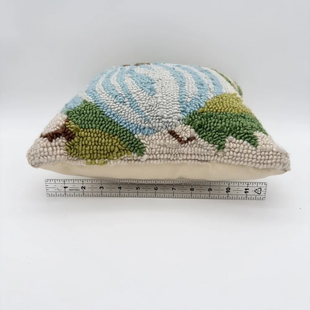 Well Dressed Home Hooked Blue Pumpkin Fall Pillow 12x12 Autumn Decor